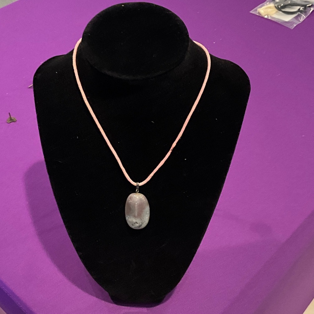 Elegant Pink Necklace with Stone Pendant